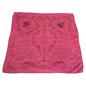 HERMES Vintage L'Art D'Ecrire Calligraphy Pink 90 cm Silk Square Scarf VERY RARE